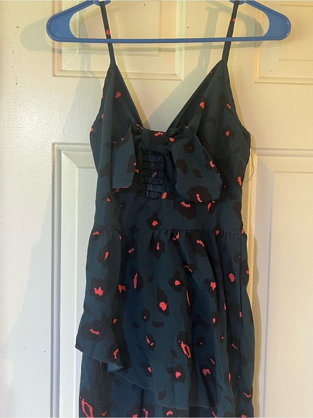 Black Spotted Tiered Slip jumper with Coral Accent